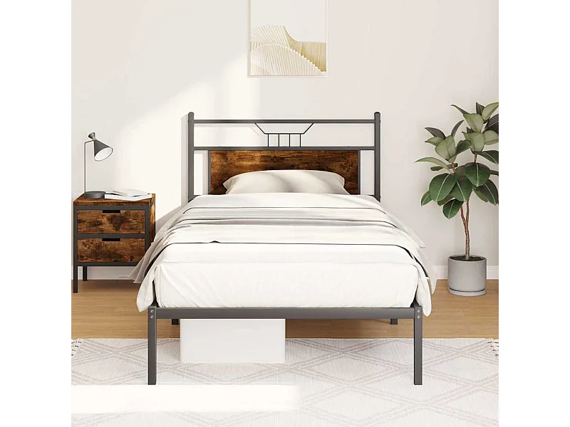 Bedframe zonder matras spaanplaat gerookt eikenkleurig