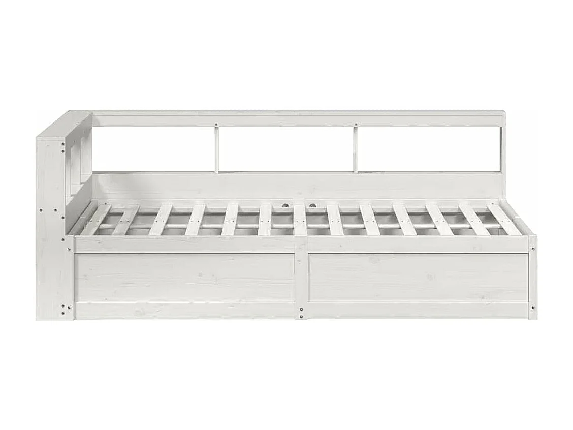Lit bibliothèque sans matelas blanc 140x190 cm bois pin massif