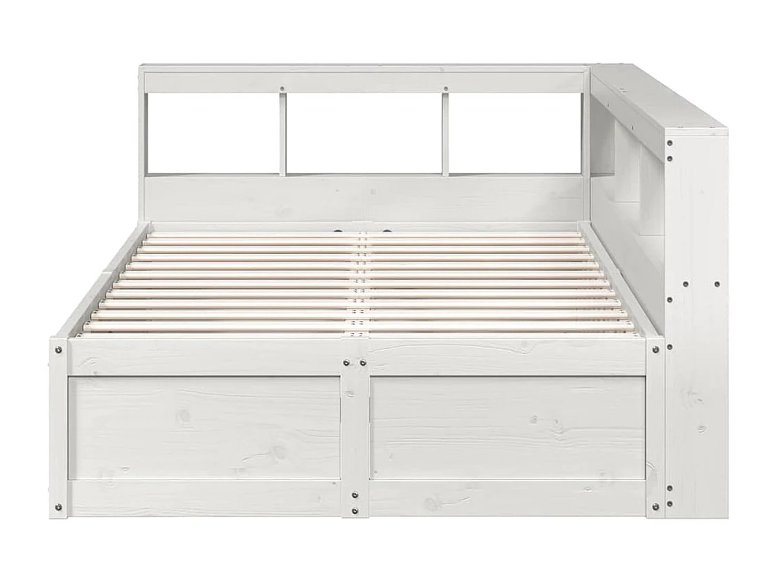 Lit bibliothèque sans matelas blanc 140x190 cm bois pin massif