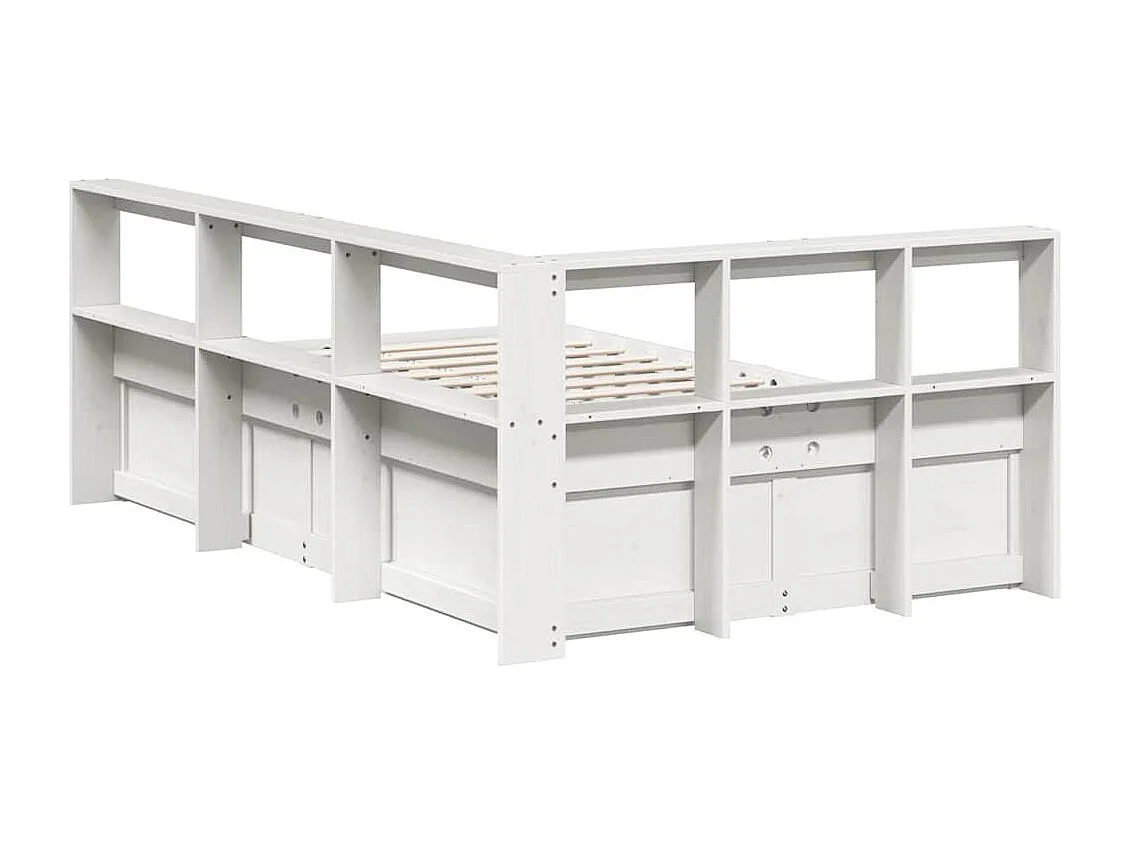 Lit bibliothèque sans matelas blanc 140x190 cm bois pin massif