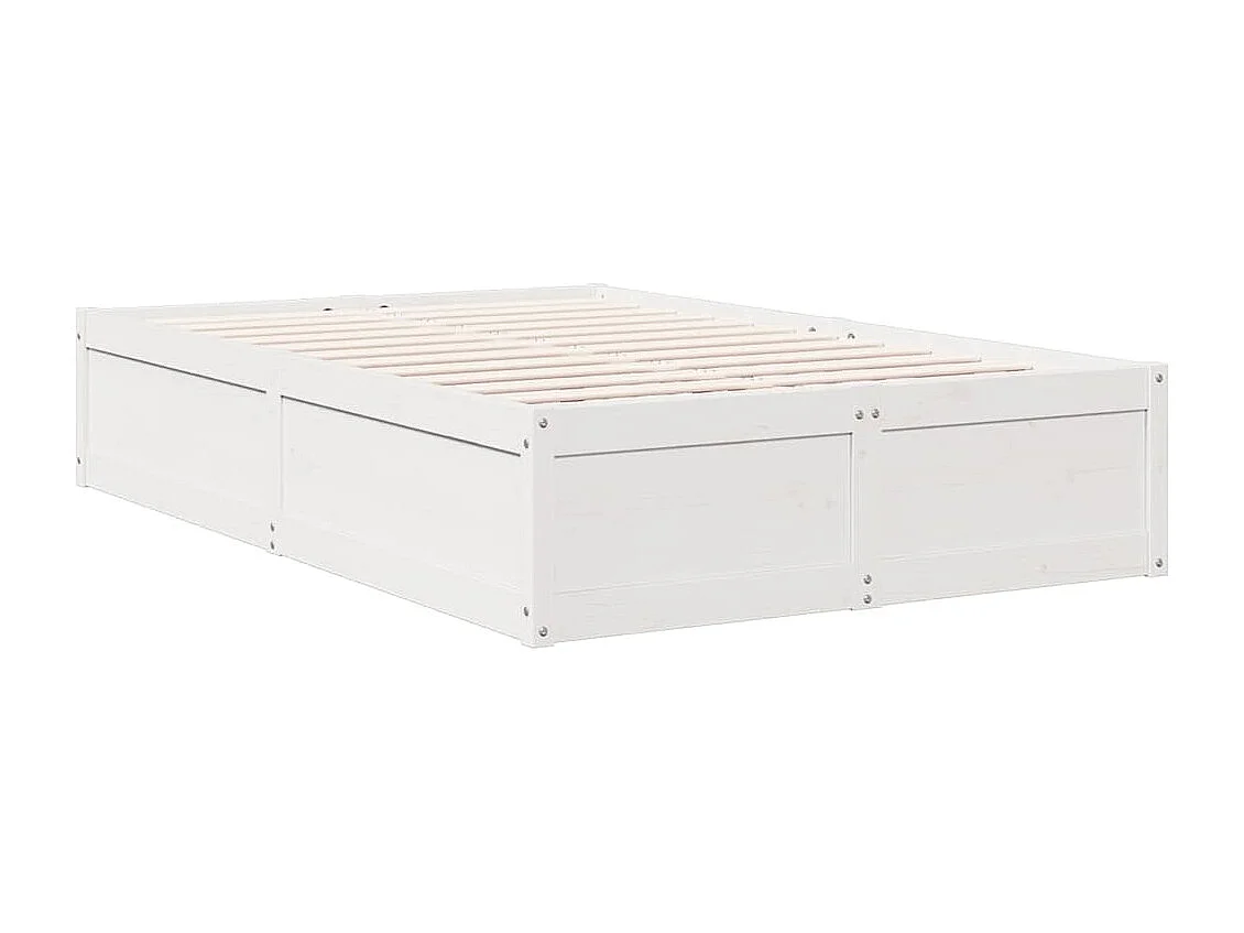 Lit bibliothèque sans matelas blanc 140x190 cm bois pin massif
