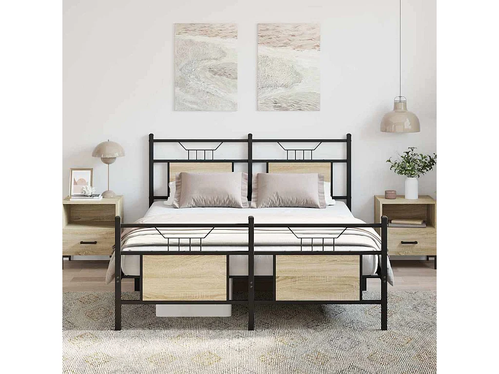 Cadre de lit sans matelas chêne sonoma 137x190 cm