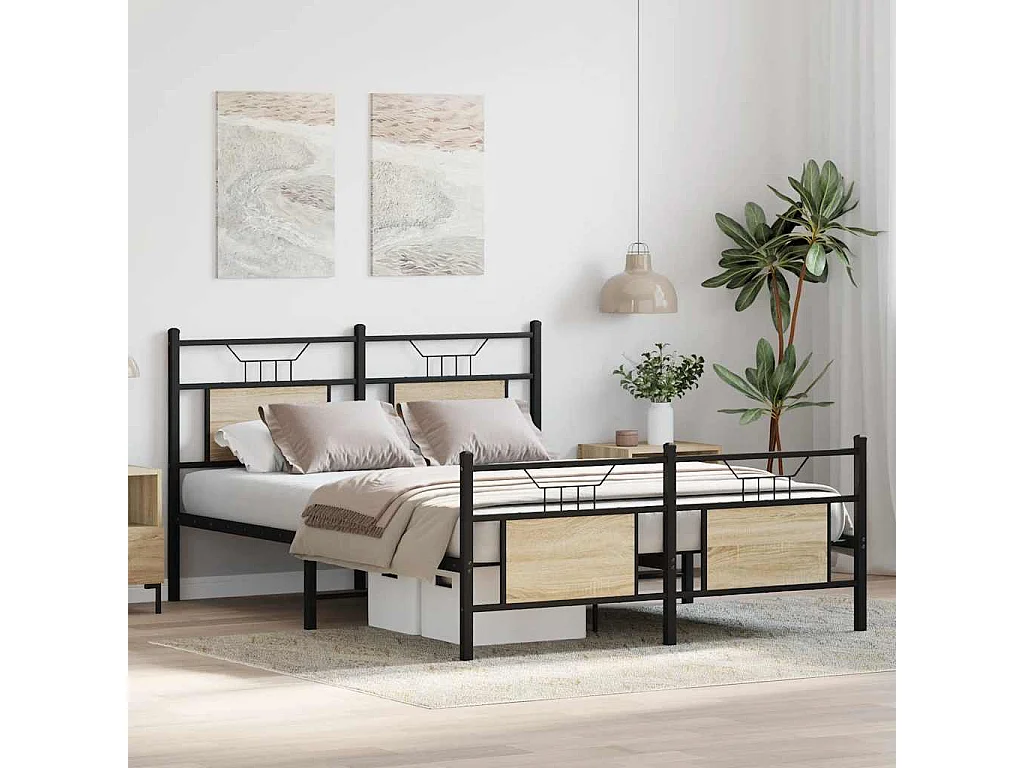 Cadre de lit sans matelas chêne sonoma 137x190 cm