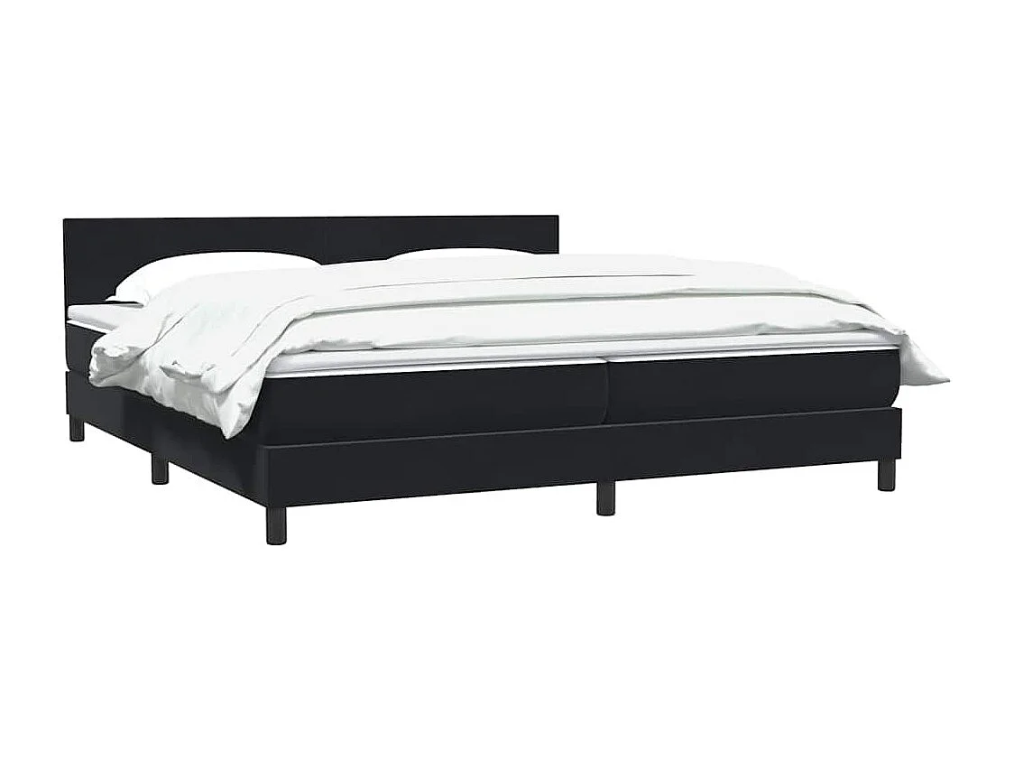 Cama box spring con colchón terciopelo negro 180x210 cm