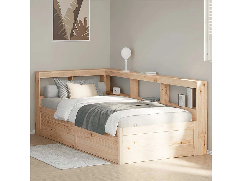 Lit bibliothèque sans matelas 75x190 cm bois de pin massif