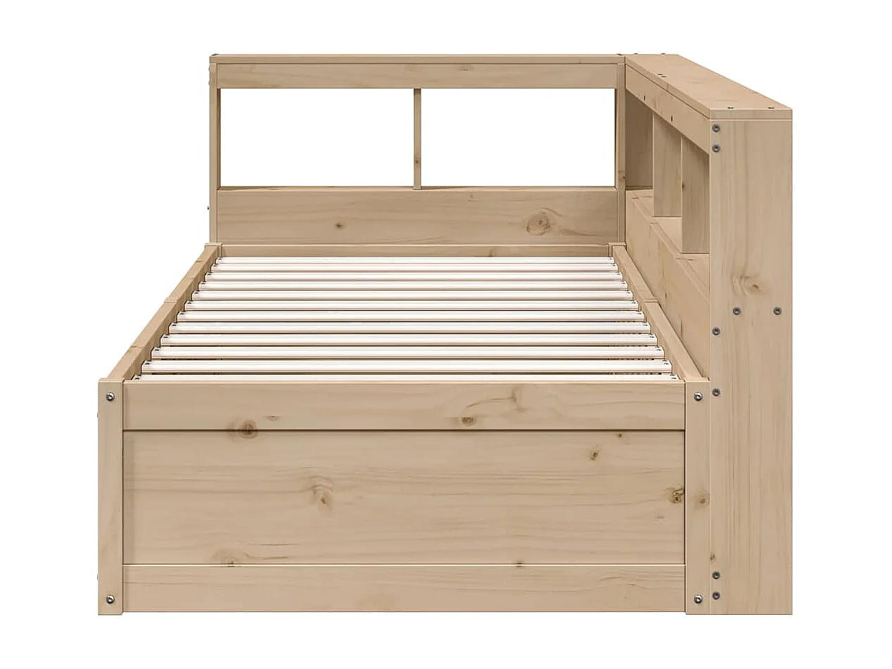 Lit bibliothèque sans matelas 75x190 cm bois de pin massif