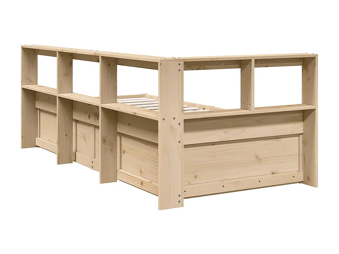Cama con estantería sin colchón madera maciza de pino 75x190 cm