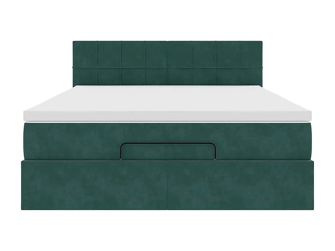 Estrutura de cama otomana com colchão 140x200 cm verde escuro