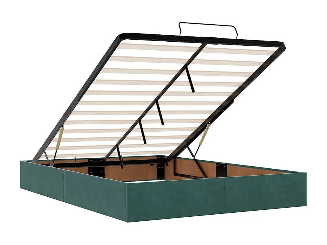 Estrutura de cama otomana com colchão 140x200 cm verde escuro