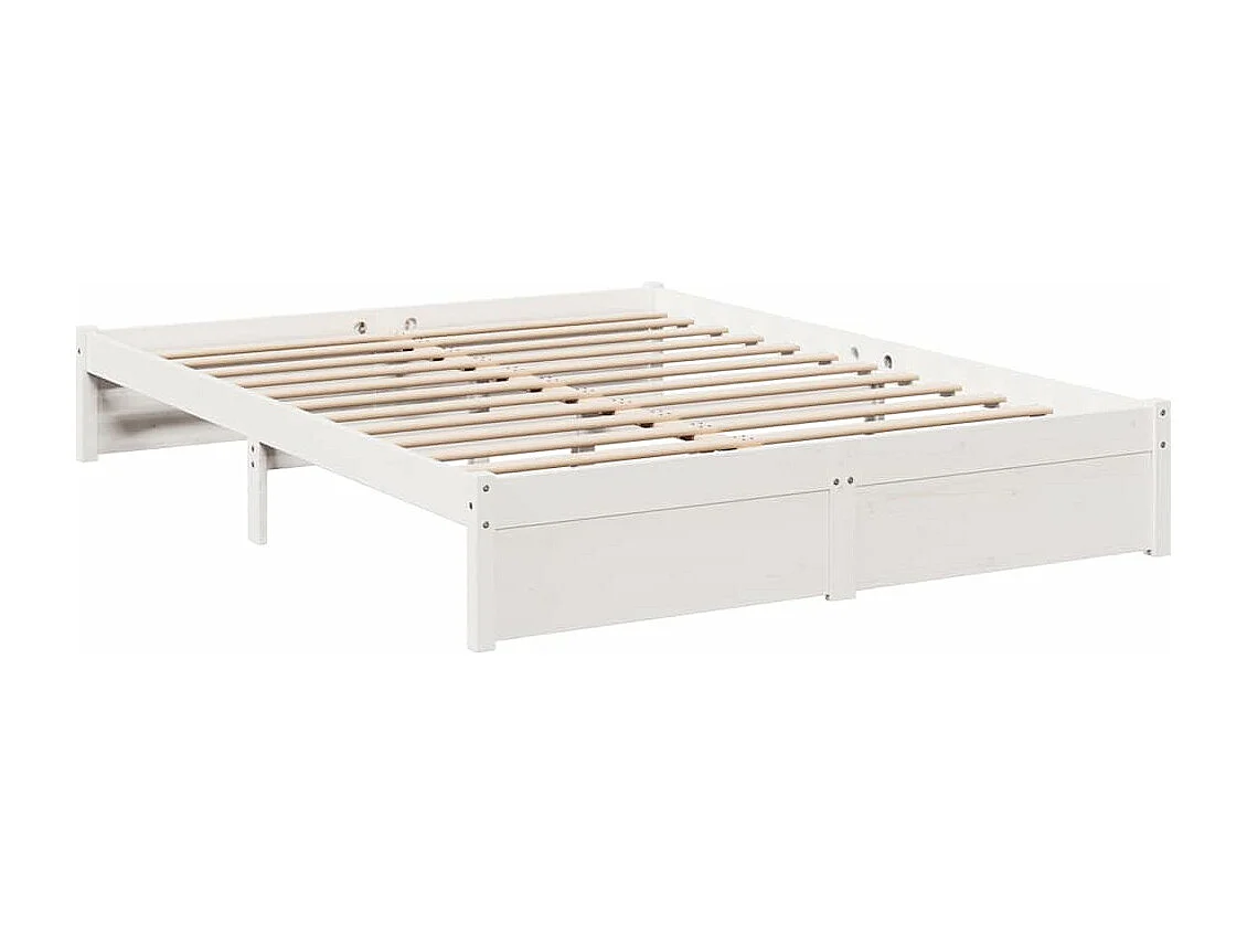 Lit bibliothèque sans matelas blanc 140x200 cm bois pin massif