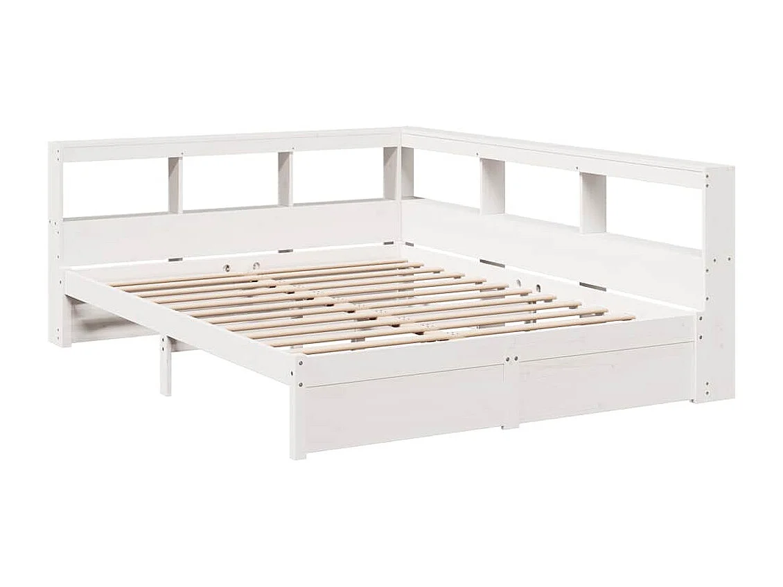 Lit bibliothèque sans matelas blanc 140x200 cm bois pin massif