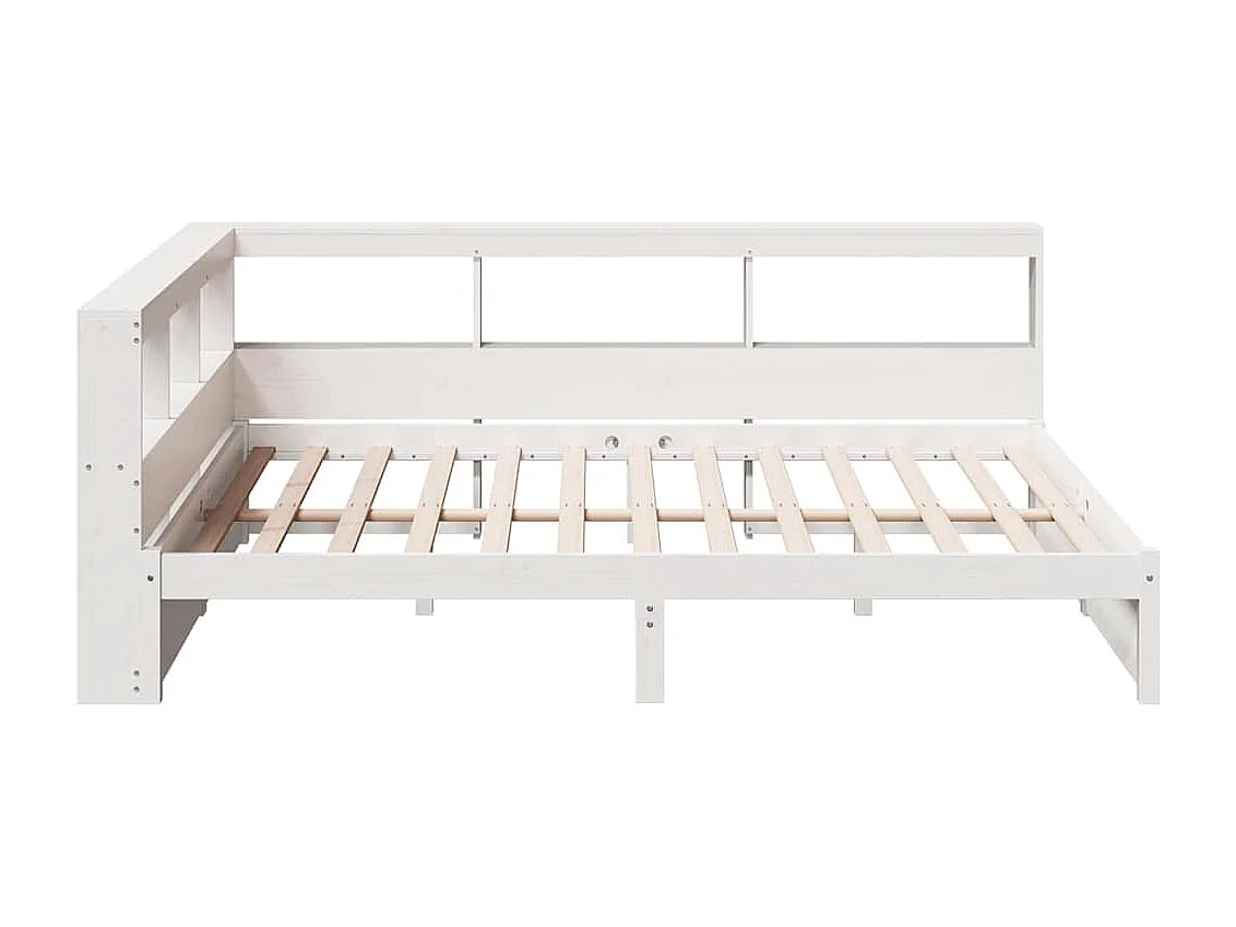 Lit bibliothèque sans matelas blanc 140x200 cm bois pin massif