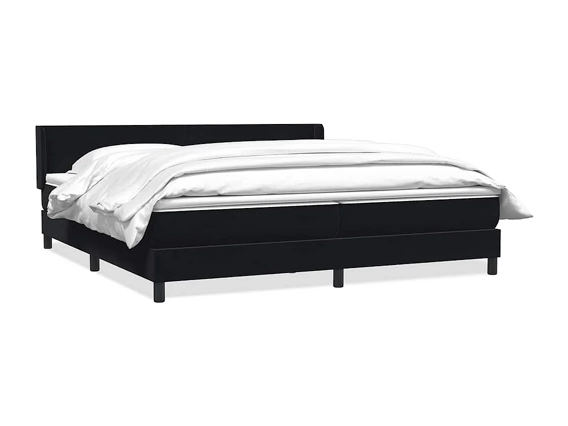 Cama box spring con colchón terciopelo negro 180x220 cm