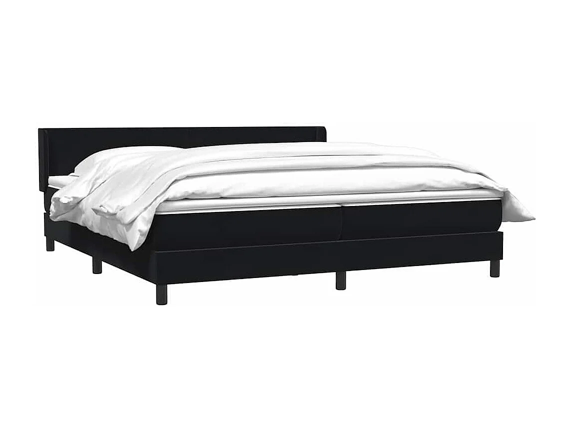 Cama box spring con colchón terciopelo negro 180x220 cm