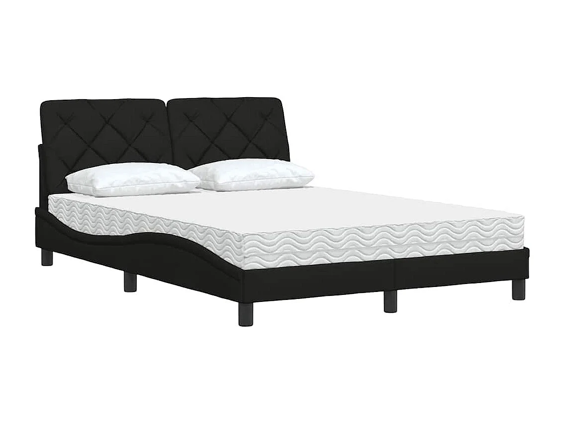 Lit avec matelas noir 140x190 cm tissu