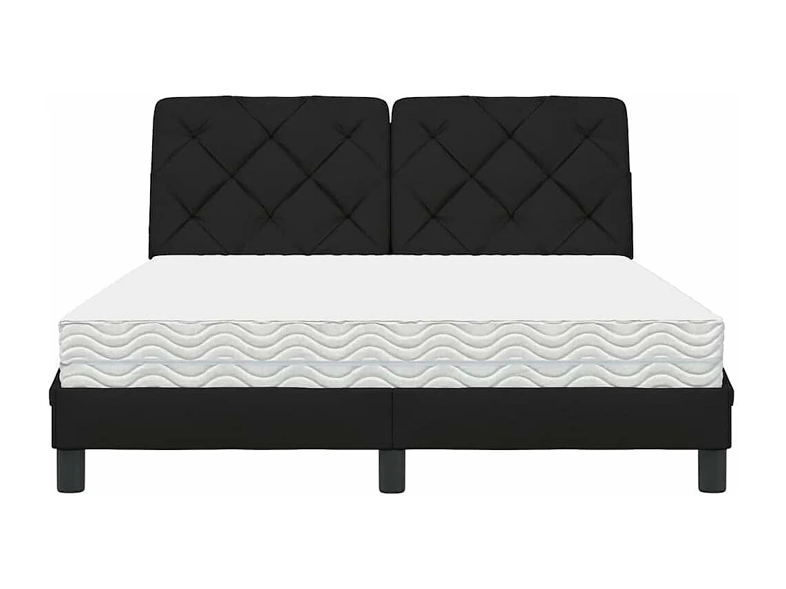 Lit avec matelas noir 140x190 cm tissu