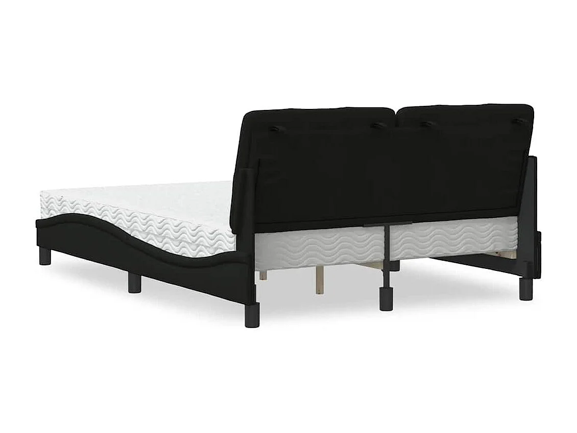 Lit avec matelas noir 140x190 cm tissu