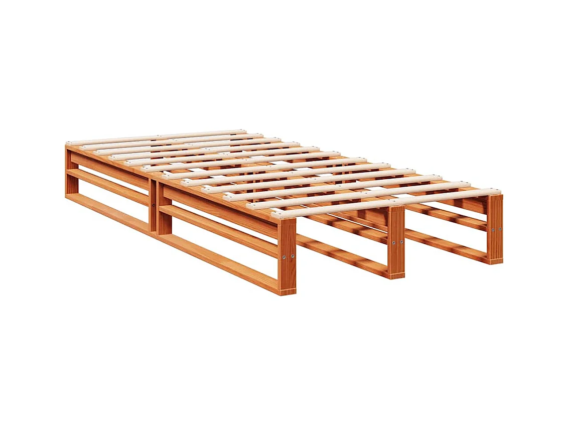 Lit bibliothèque sans matelas cire marron 90x190 cm pin massif