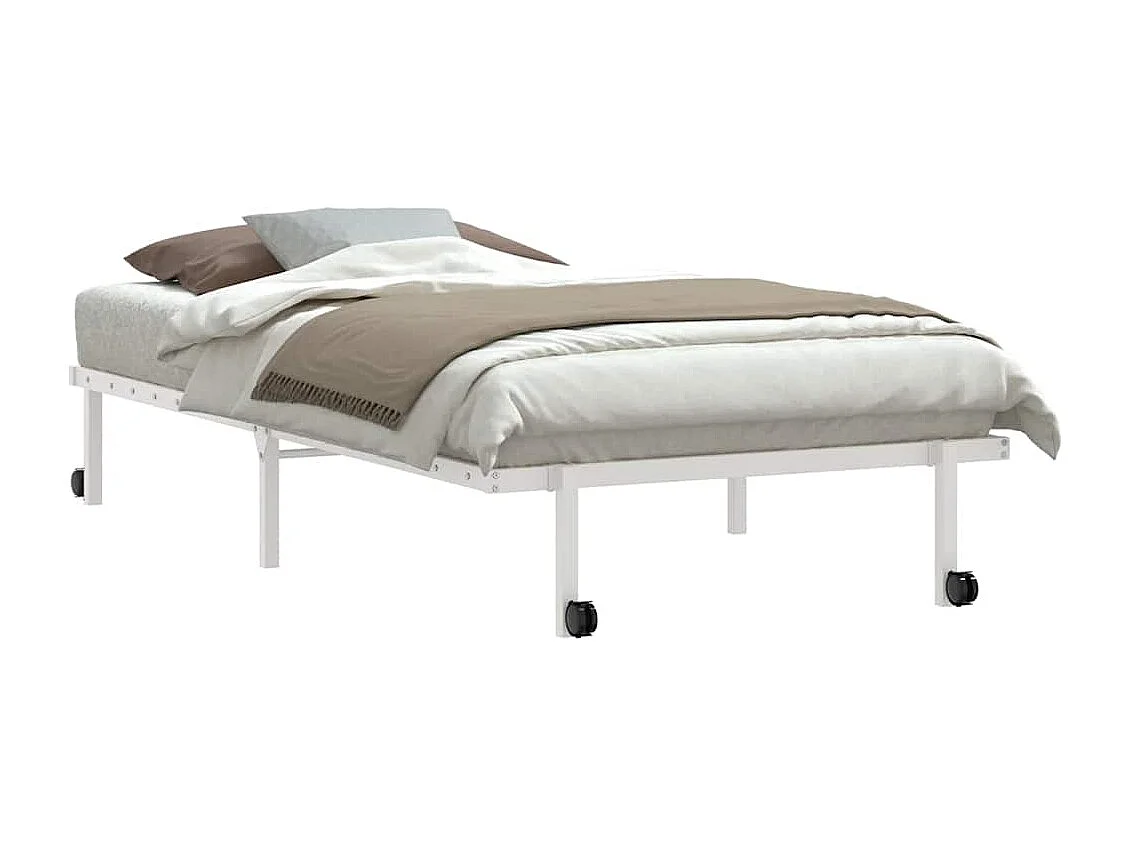 Bedframe zonder matras opvouwbaar 100x190 cm staal wit