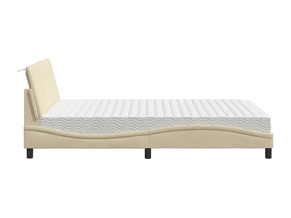 Bed met matras "Hanko" stof crèmekleurig 140x200 cm