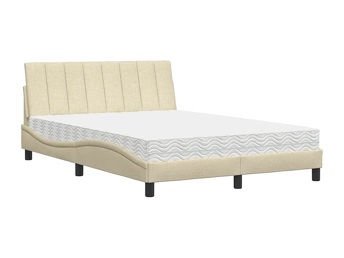 Lit avec matelas crème 140x200 cm tissu