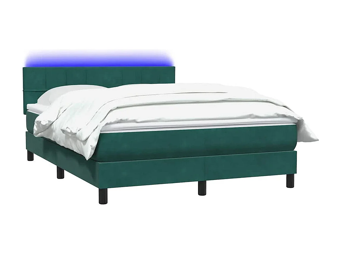 Box Cama primavera com Colchão Verde Escuro 140x210 cm Veludo