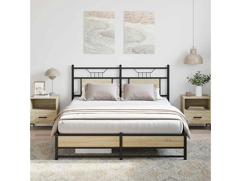 Cadre de lit sans matelas chêne sonoma 137x190 cm