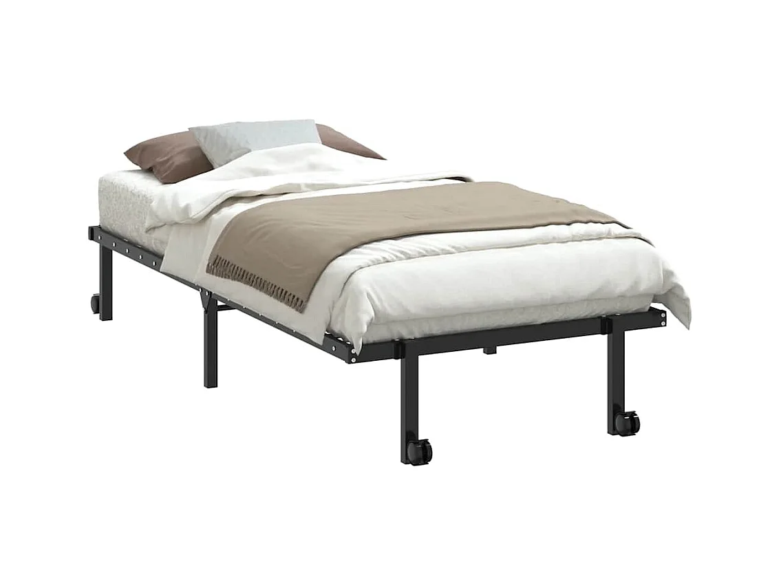 Estrutura de cama sem colchão Dobrável 90x190 cm aço preto