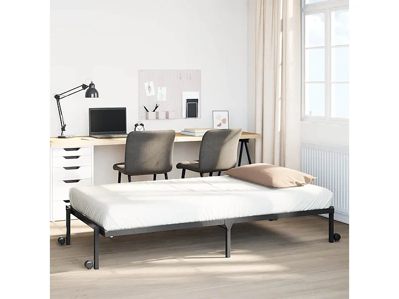 Bedframe zonder matras opvouwbaar 90x190 cm staal zwart