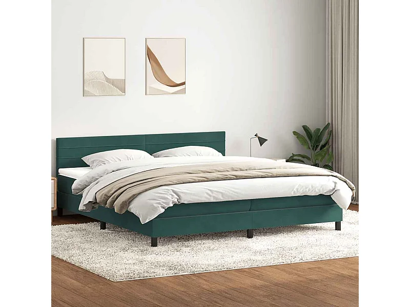 Sommier à lattes de lit et matelas vert foncé 180x210cm velours