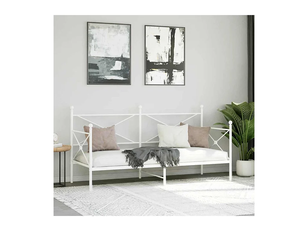 Lit de repos sans matelas blanc 90x190 cm acier