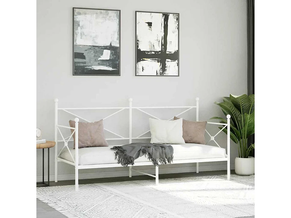 Lit de repos sans matelas blanc 90x190 cm acier