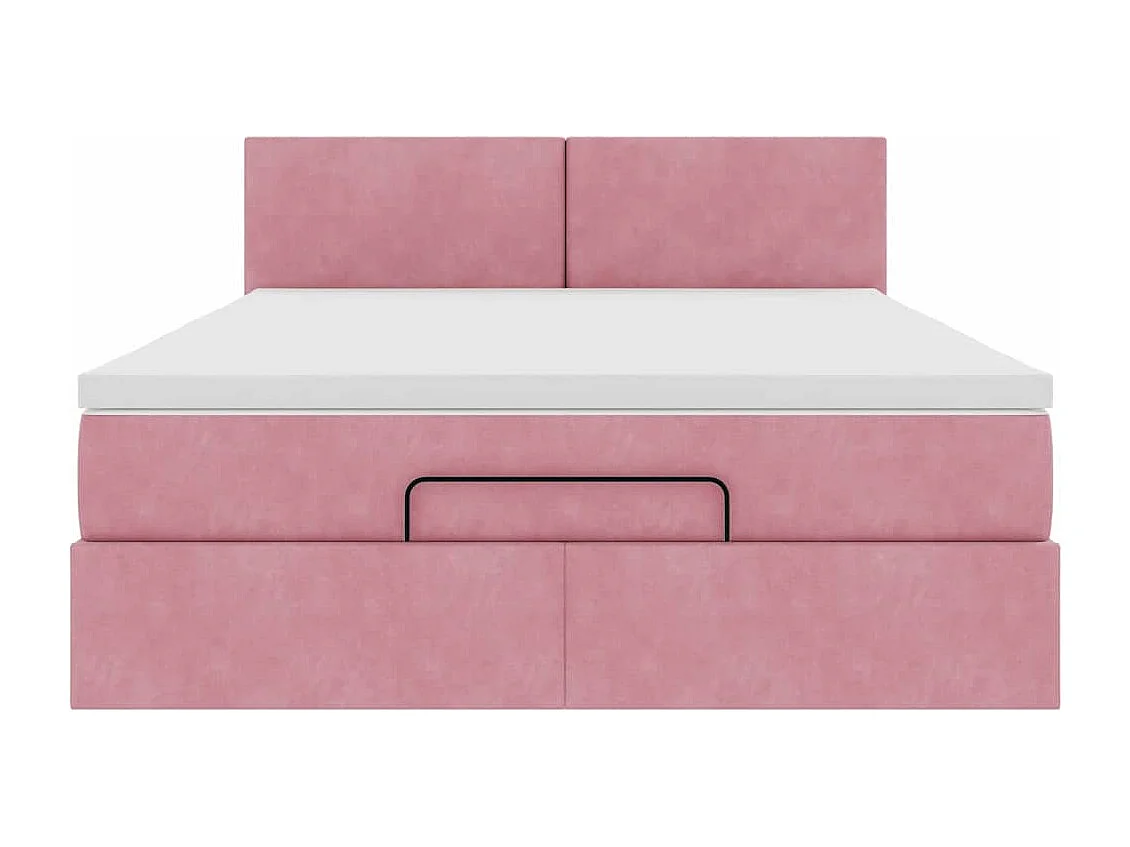 Ottoman bed met matras 140x200cm fluweel roze