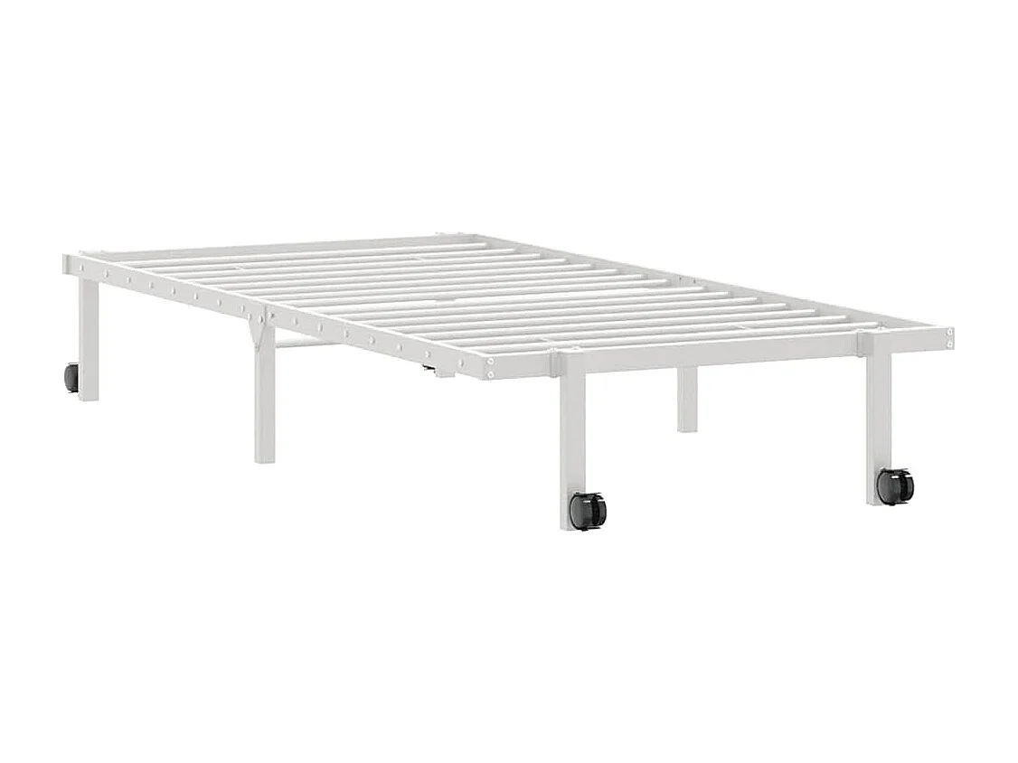 Cadre de lit sans matelas pliable blanc 90x190 cm acier