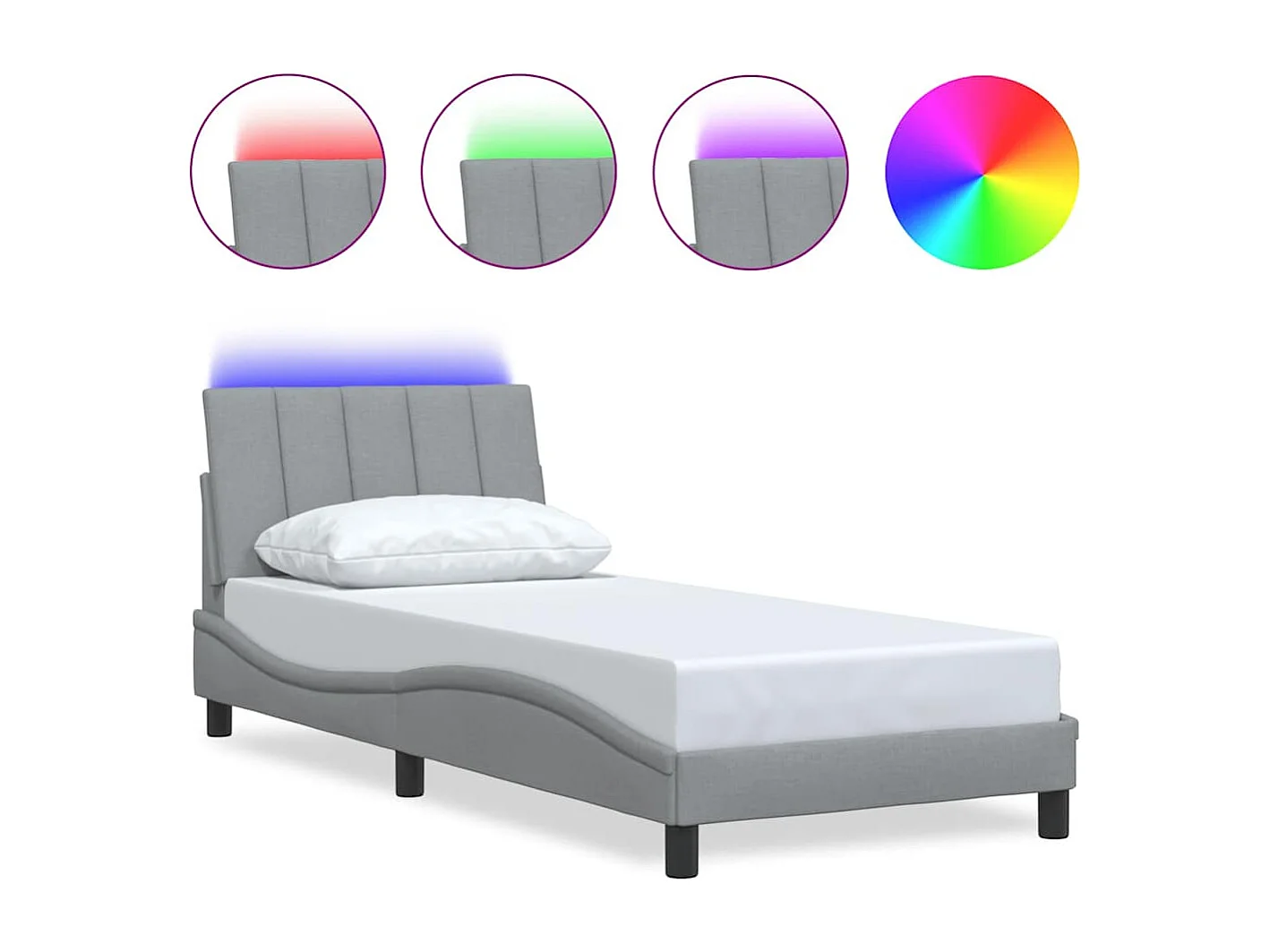 Bedframe zonder matras "Hanko" 90x190 cm stof lichtgrijs