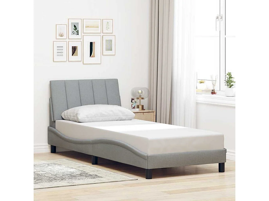 Bedframe zonder matras "Hanko" 90x190 cm stof lichtgrijs