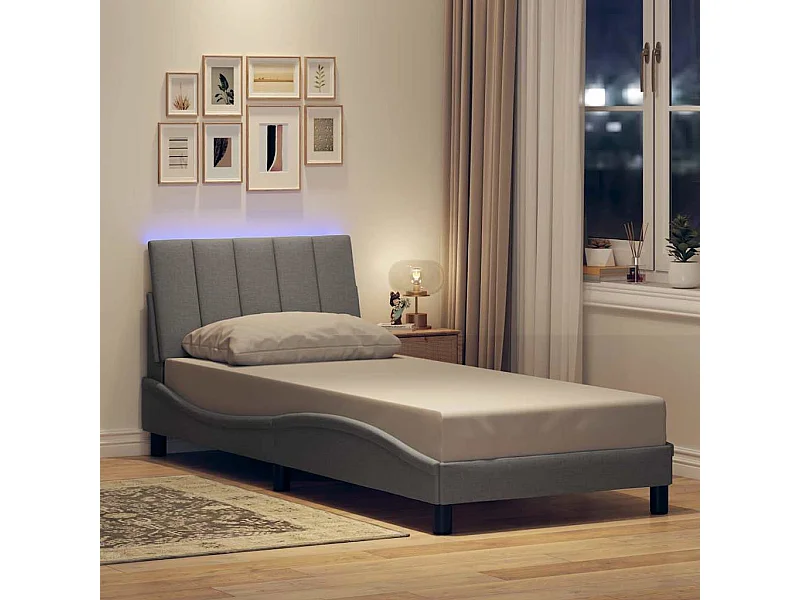 Bedframe zonder matras "Hanko" 90x190 cm stof lichtgrijs