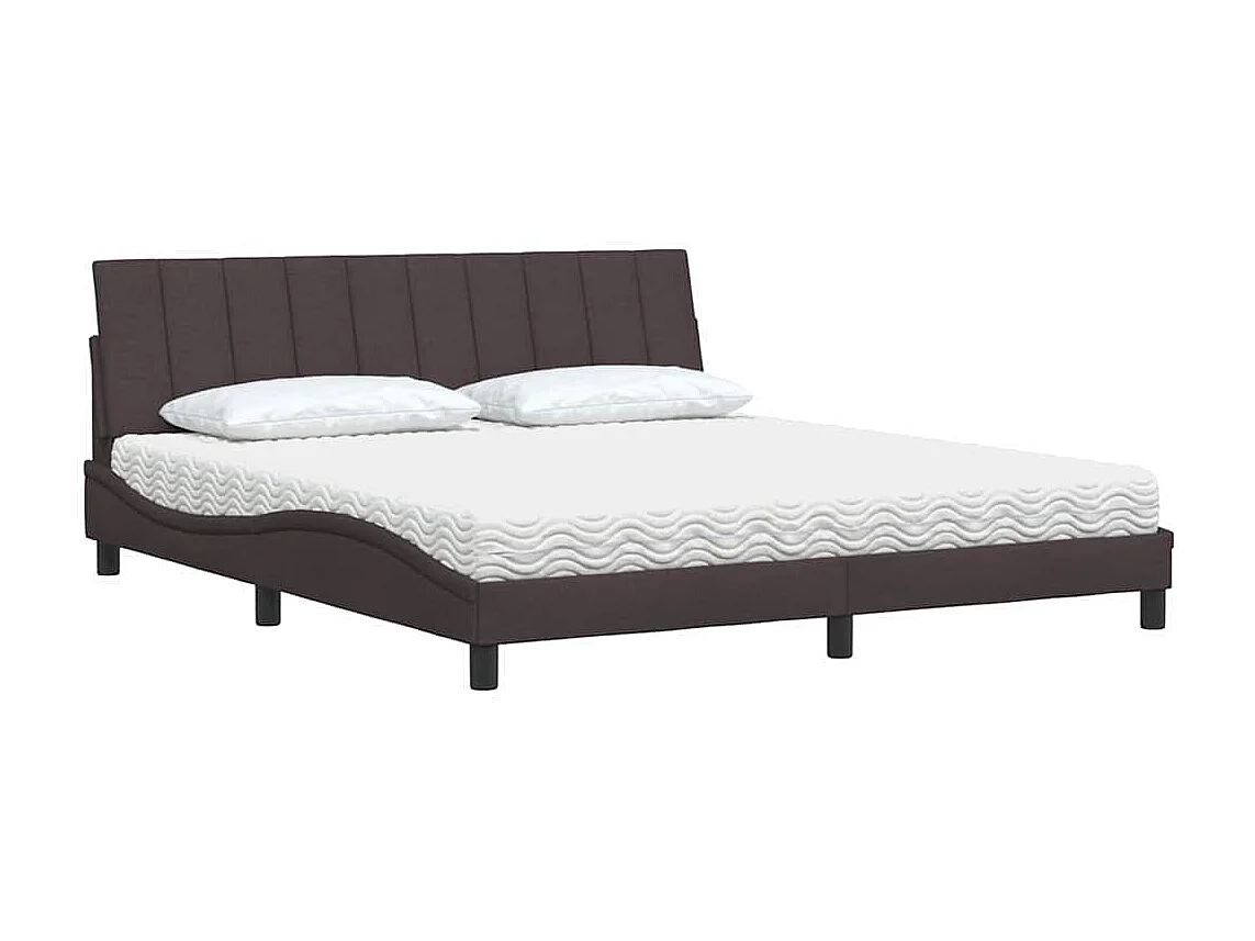 Lit avec matelas marron foncé 180x200 cm tissu