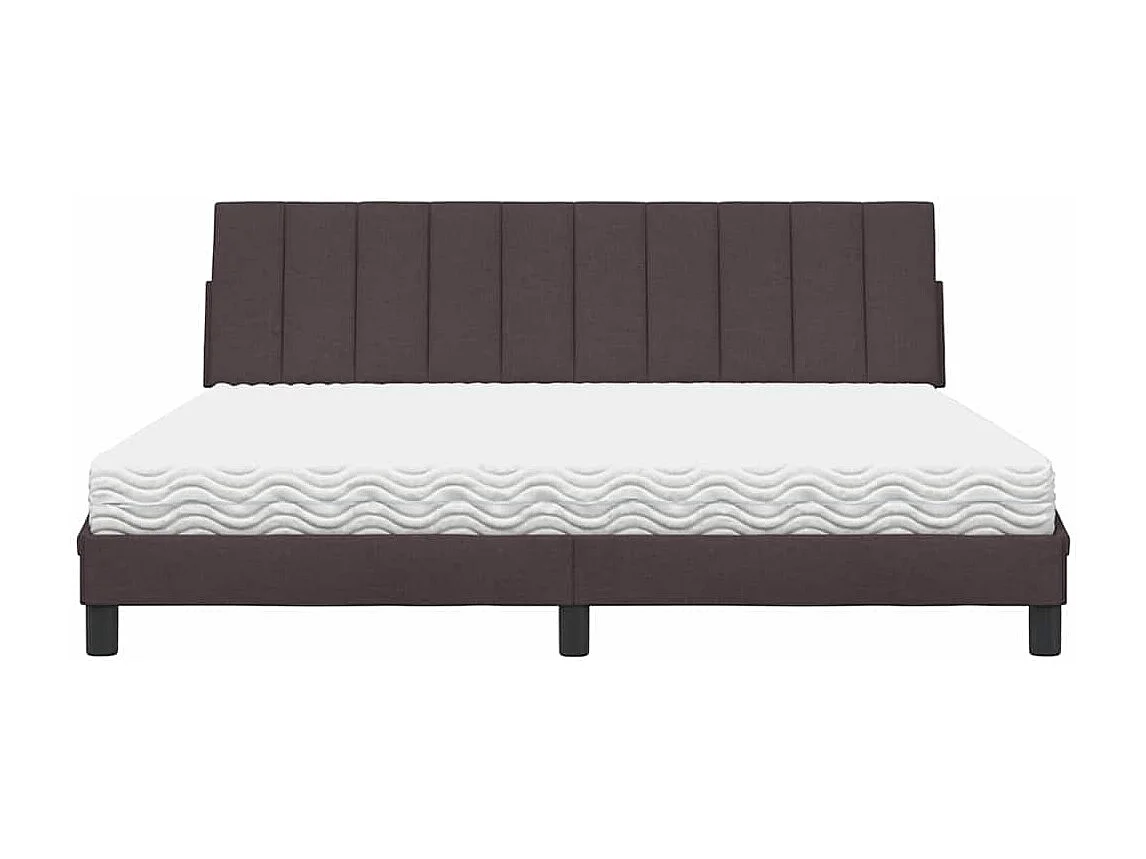 Lit avec matelas marron foncé 180x200 cm tissu