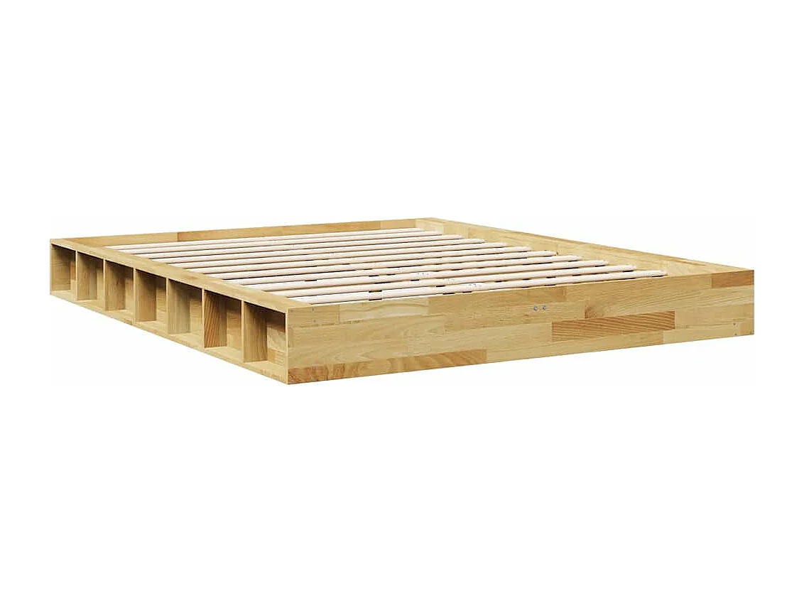 Cadre de lit sans matelas 140x190 cm bois massif de chêne