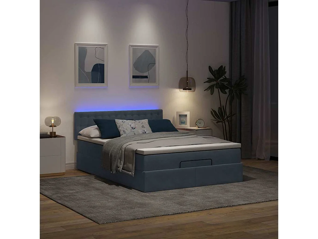 Estructura cama otomana con colchón gris oscuro 140x200cm