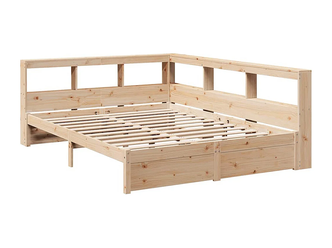 Cama con estantería sin colchón madera maciza de pino 150x200cm