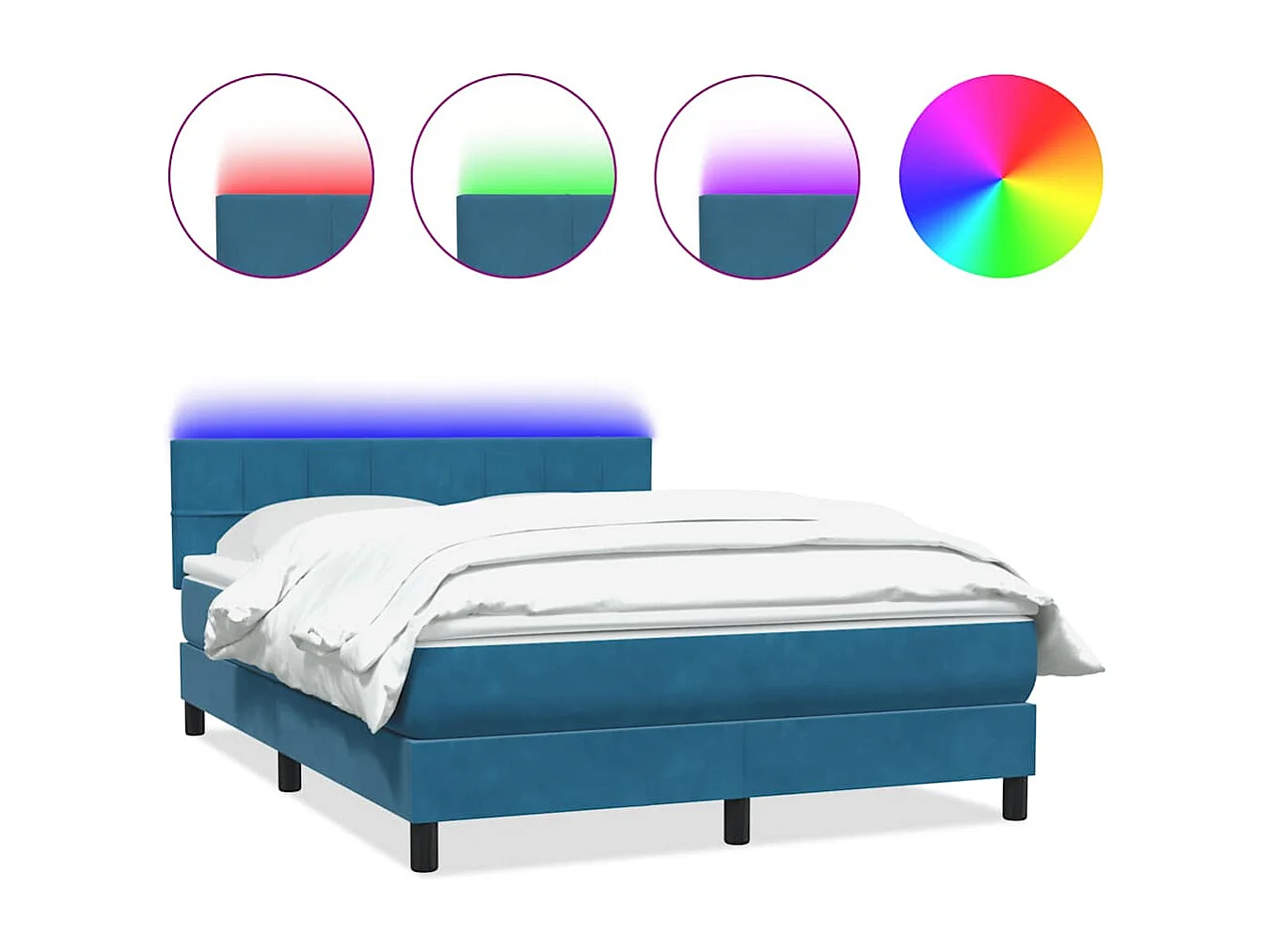 Cama box spring com colchão 160x210 cm veludo azul escuro