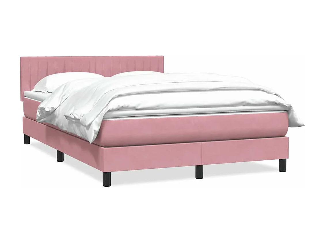 Boxspring met matras fluweel roze 140x210 cm