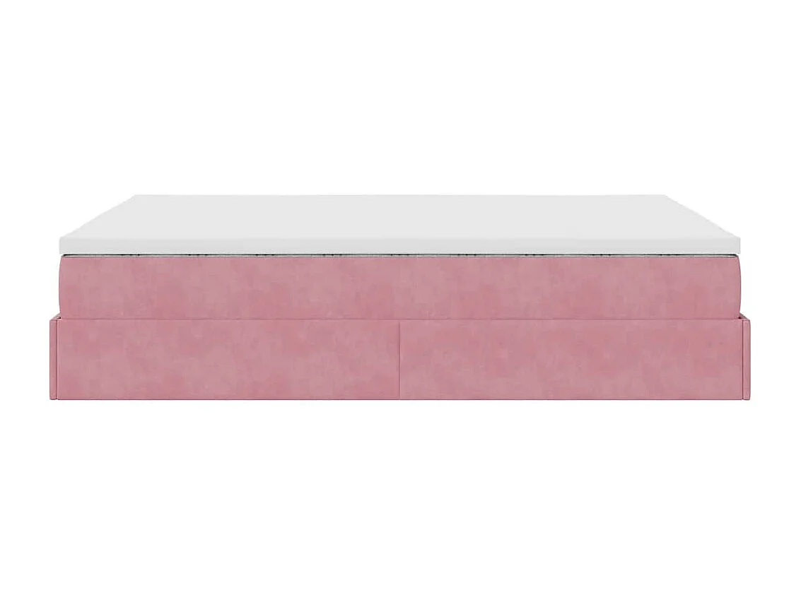 Cadre de lit ottoman avec matelas rose 140x190 cm velours