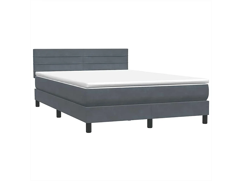 Boxspring met matras fluweel donkergrijs 140x210 cm