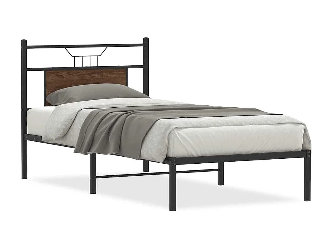 Cadre de lit sans matelas chêne marron 75x190cm bois ingénierie