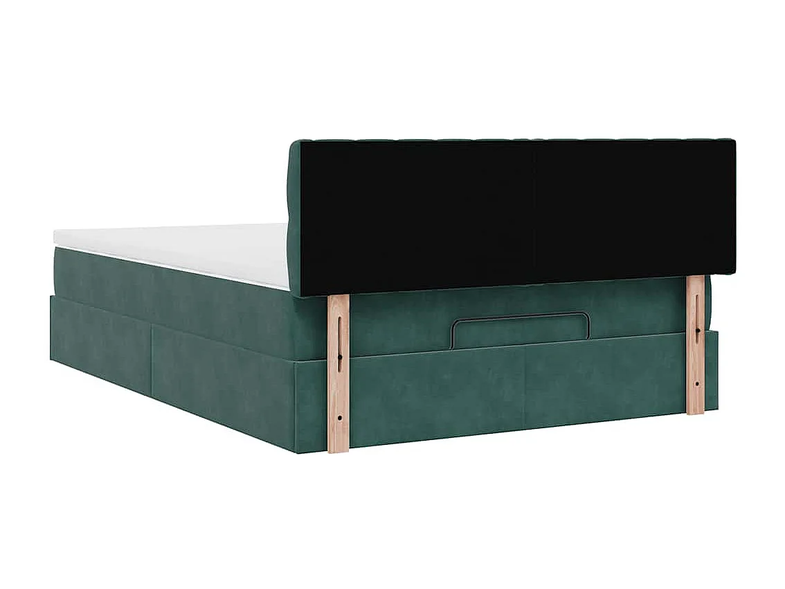 Ottoman bed met matras en LED's 140x200cm fluweel donkergroen