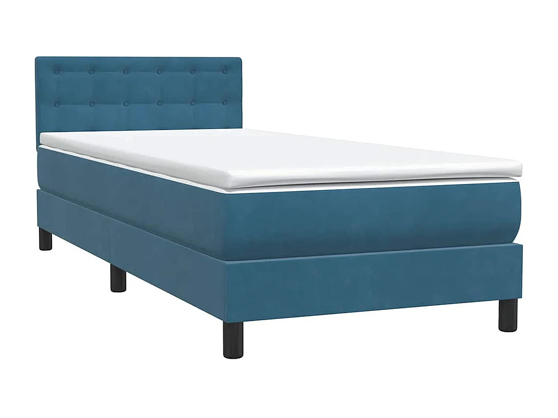 Boxspring met matras fluweel donkerblauw 80x220 cm
