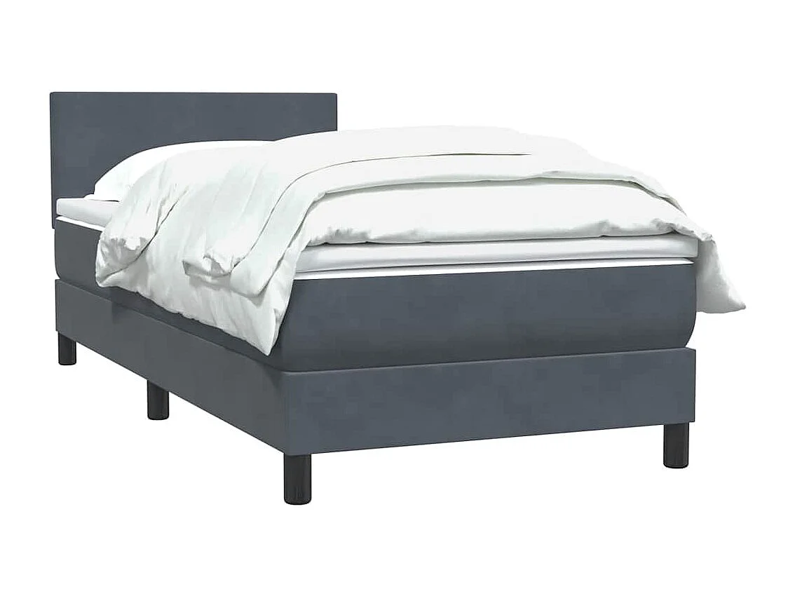 Cama com molas/colchão cinza-escuro 80x210 cm veludo